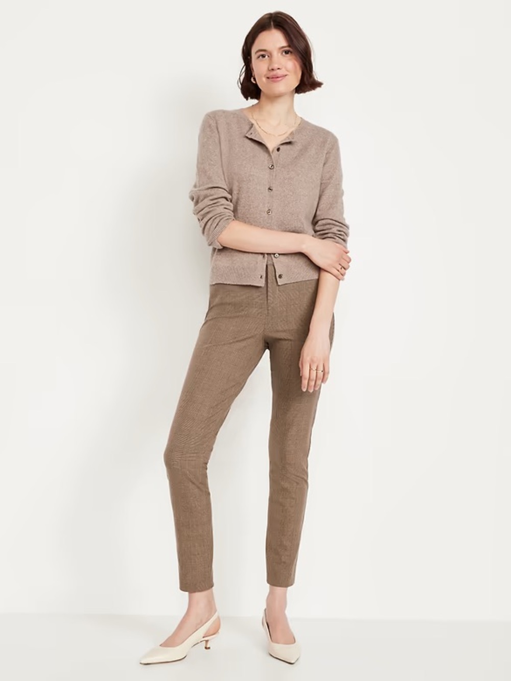 Tan/Black Plaid Pixie Skinny Ankle Pants